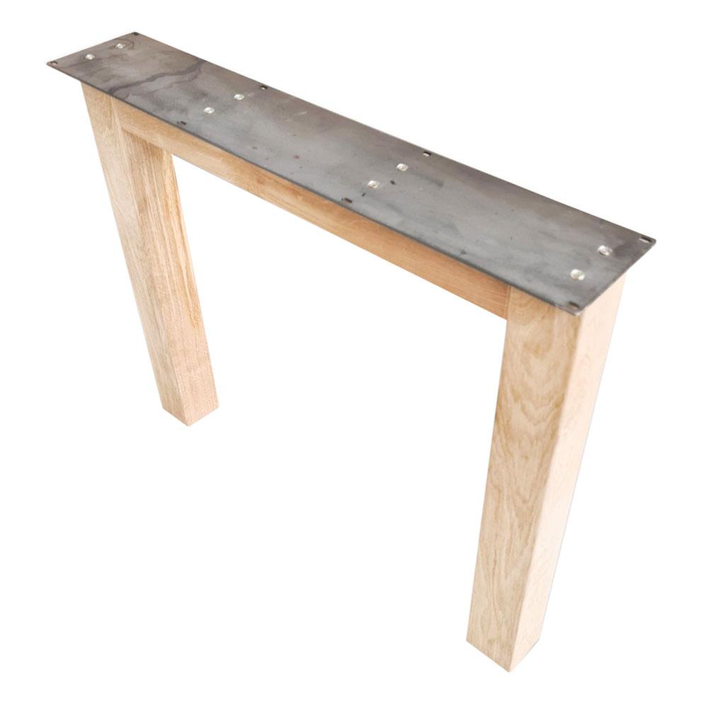 N-poot massief eikenhout 80 bij 8 cm en hoogte 73 cm (8 x 8 cm) (set van 2 stuks)