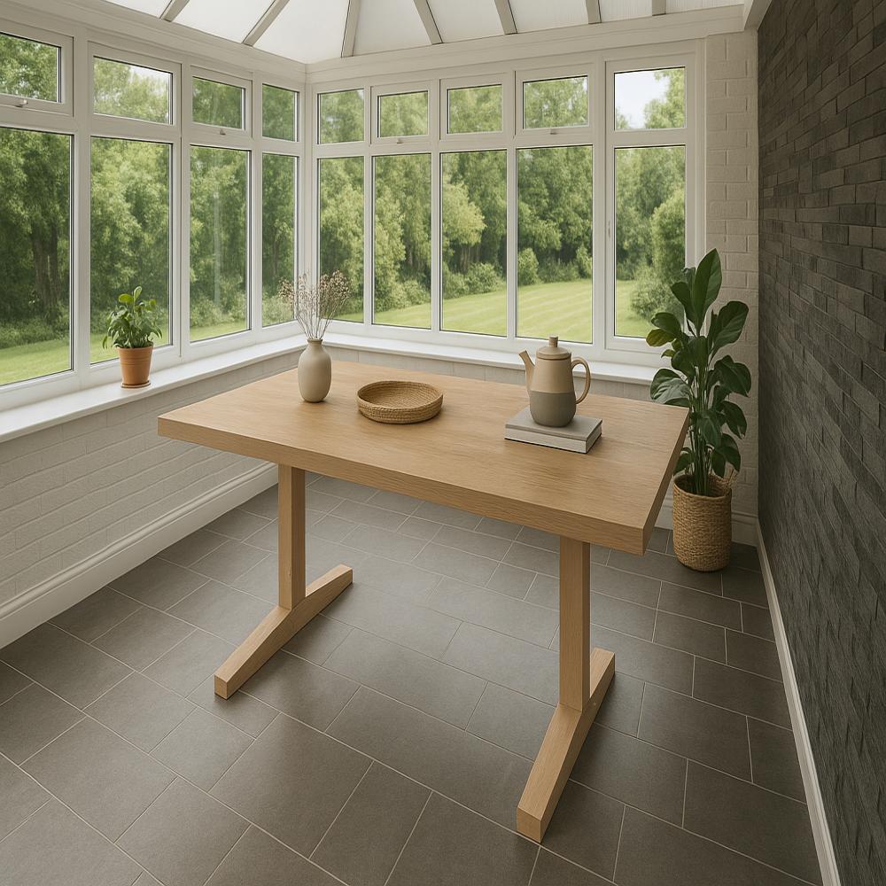 Tafelpoot i vorm 78 bij 8 cm en hoogte 72 cm van massief hout - 2 stuks