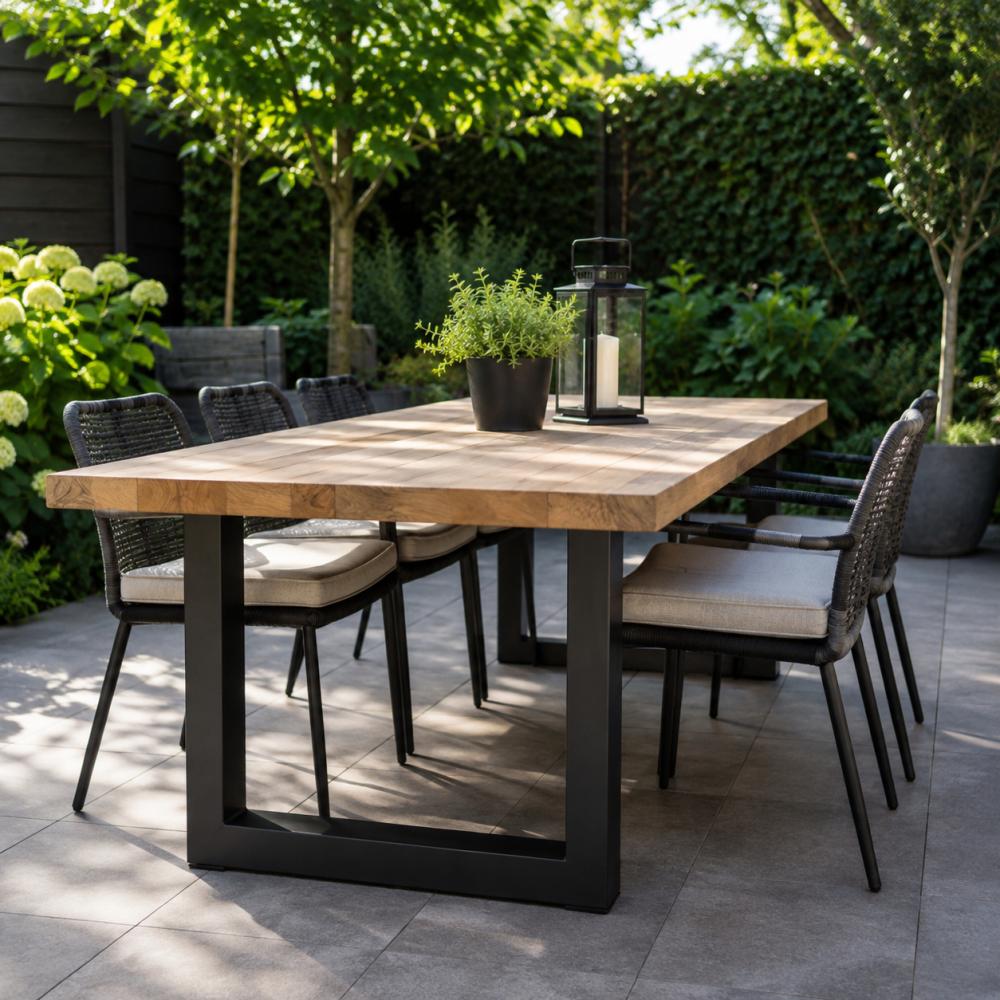 Stalen buiten U tafelpoot zwart 70 bij 10 cm en hoogte 72 cm (4 x 10 cm) (set van 2 stuks)
