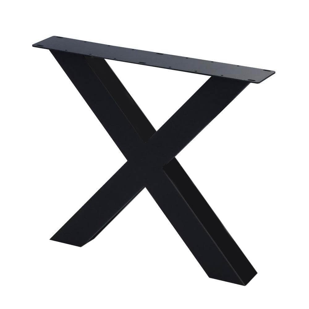 Stalen buiten X tafelpoot 75 bij 10 cm en hoogte 72 cm zwart (10 x 10 cm) (set van 2 stuks)