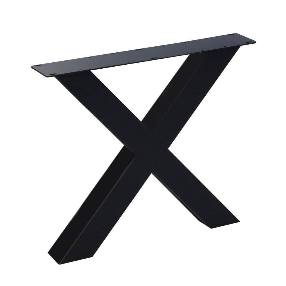 Stalen buiten X tafelpoot  75 bij 10 cm en hoogte 72 cm zwart (10 x 10 cm) (set van 2 stuks)
