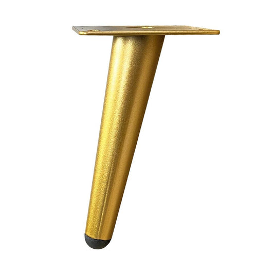 Stalen schuine meubelpoot goud conisch ø 3,5 cm / 2 cm en hoogte 15 cm  (set van 4 stuks)