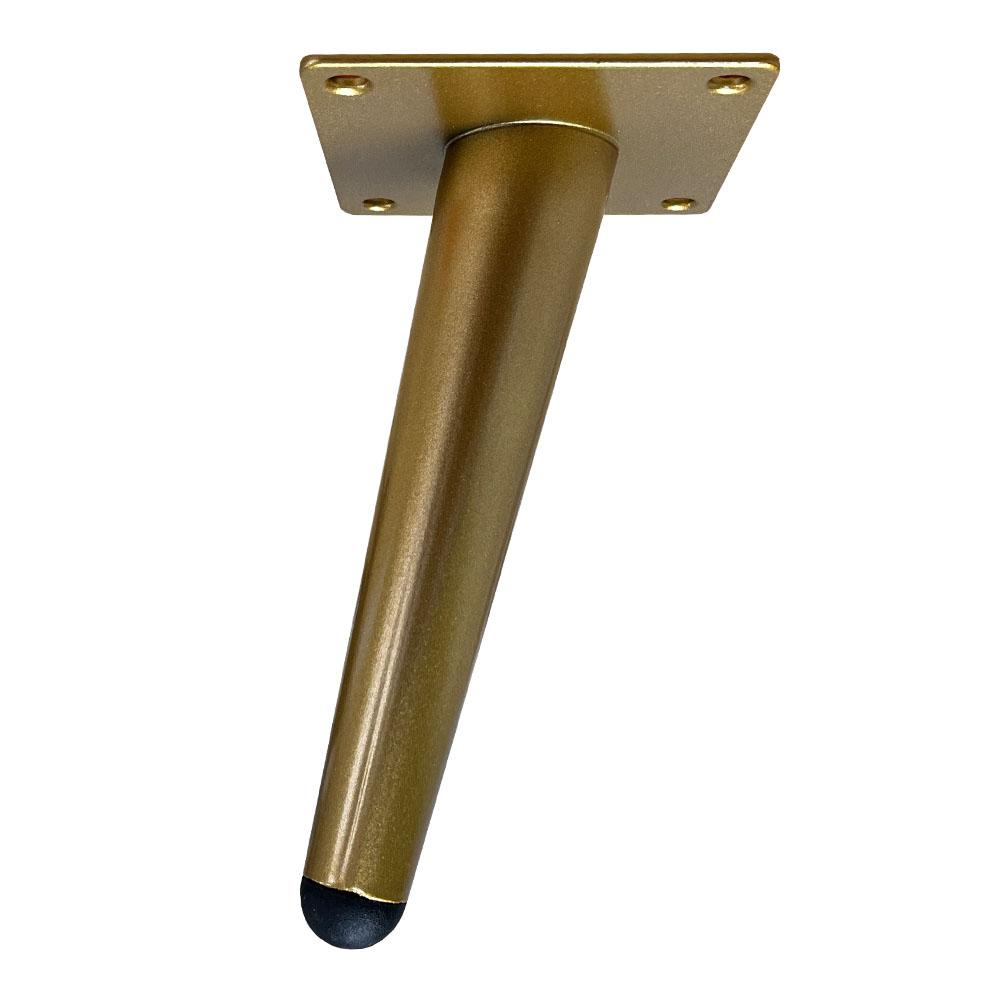 Stalen schuine meubelpoot goud conisch ø 3,5 cm / 2 cm en hoogte 15 cm (set van 4 stuks)