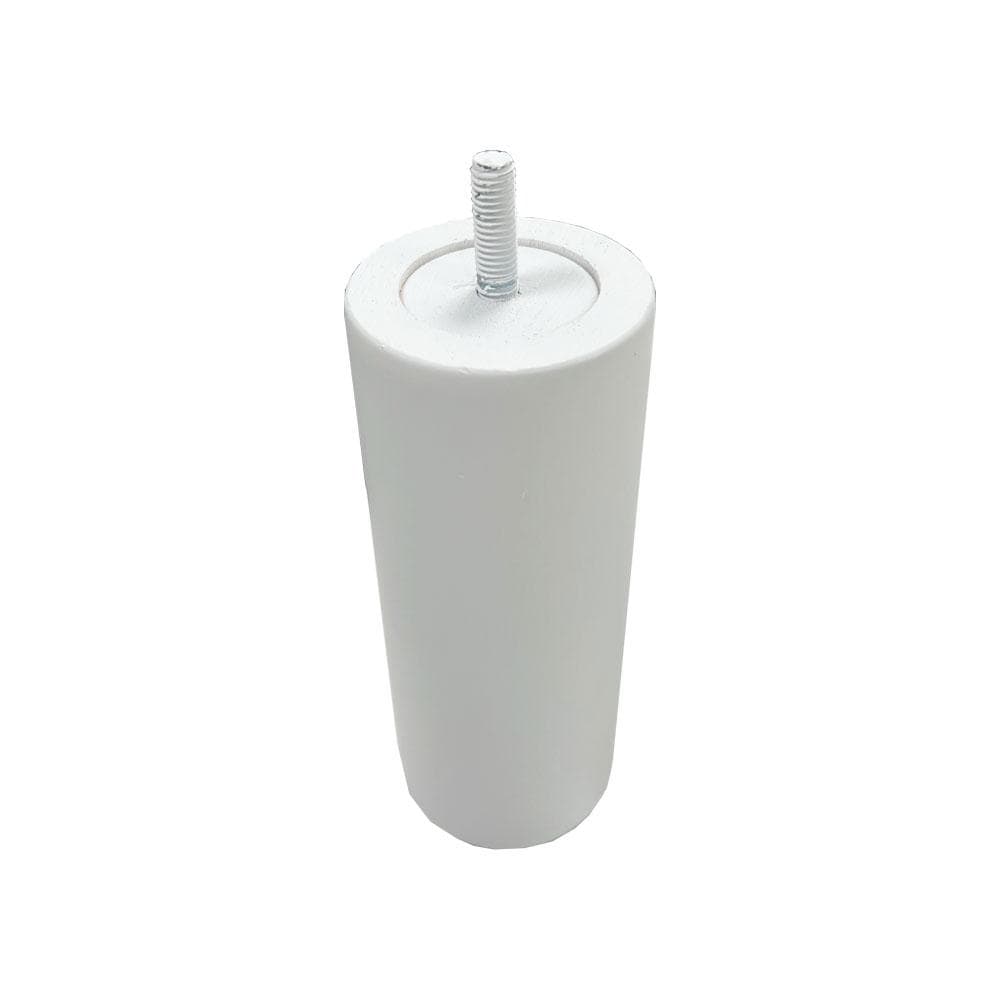 Meubelpoot wit rond Ø 5,7 cm en hoogte 15 cm  van massief hout (M8)  (set van 4 stuks)