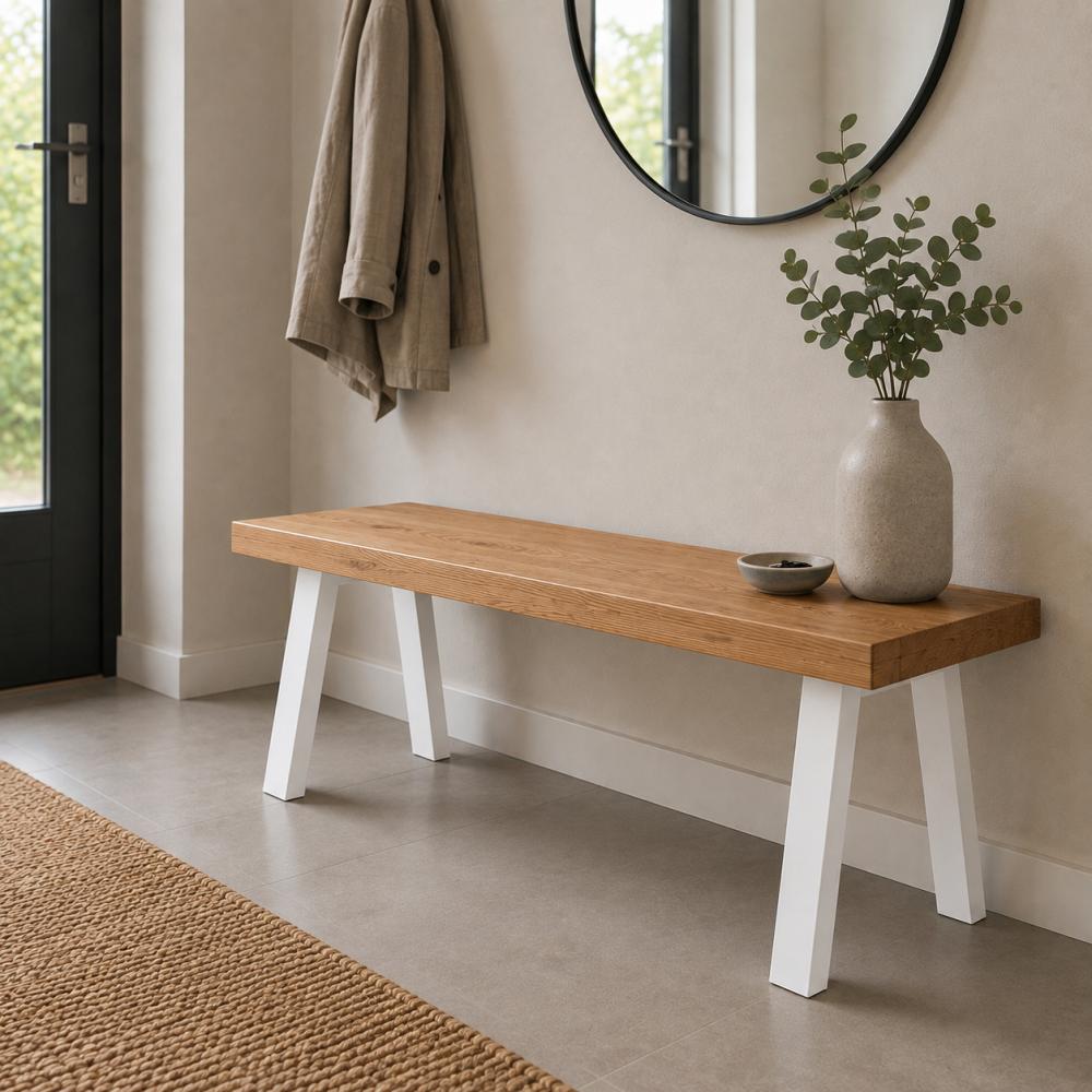 Stalen tafelpoot wit trapezium 39 bij 4 cm en hoogte 40 cm (4 x 10 cm) - 2 stuks