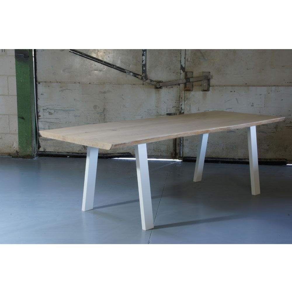 Stalen tafelpoot wit trapezium 80 bij 10 cm en hoogte 72 cm  (4 x 10 cm) (set van 2 stuks)