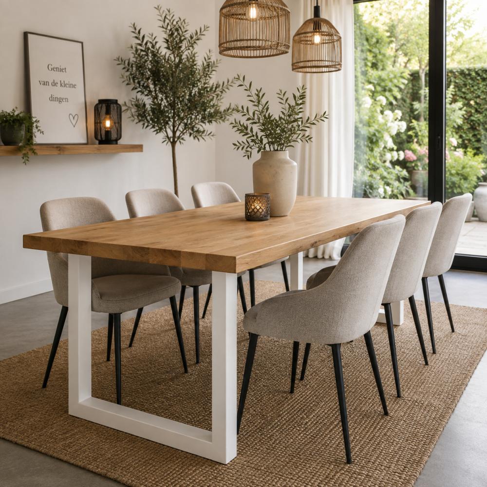 Stalen U tafelpoot wit 70 bij 10 cm en hoogte 72 cm (4 x 10 cm) (set van 2 stuks)