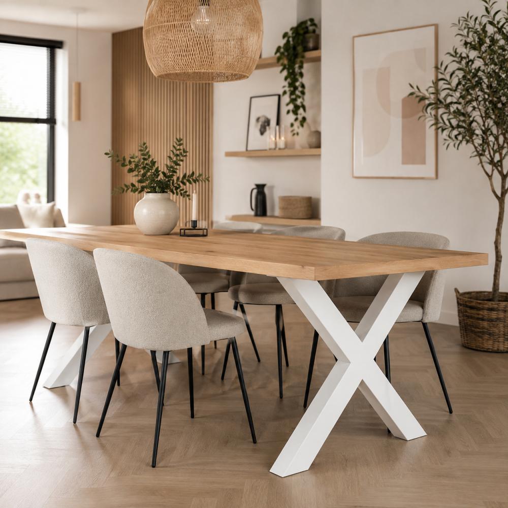 Stalen X tafelpoot 75 bij 4 cm en hoogte 72 cm wit (4 x 10 cm) (set van 2 stuks)