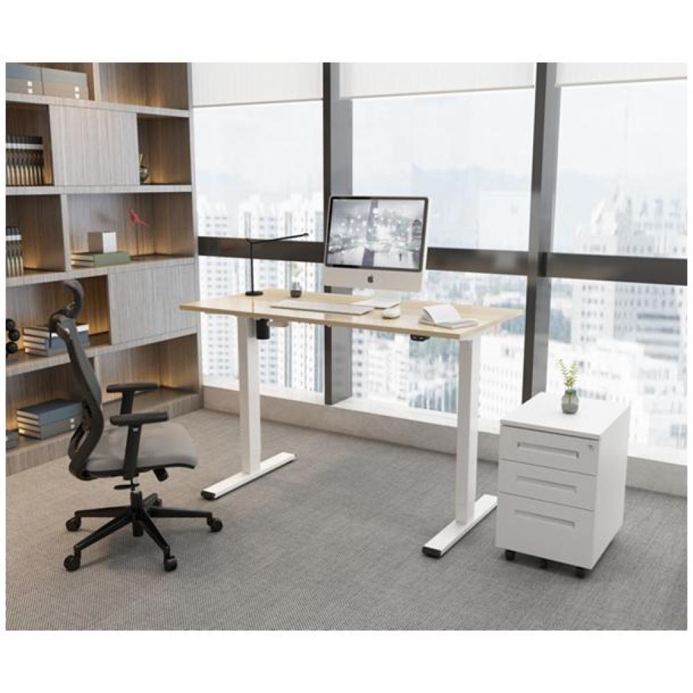 Hoogwaardig zit-sta bureau max 200 cm breed wit gepoedercoat elektrisch verstelbaar van 71 tot 120 cm