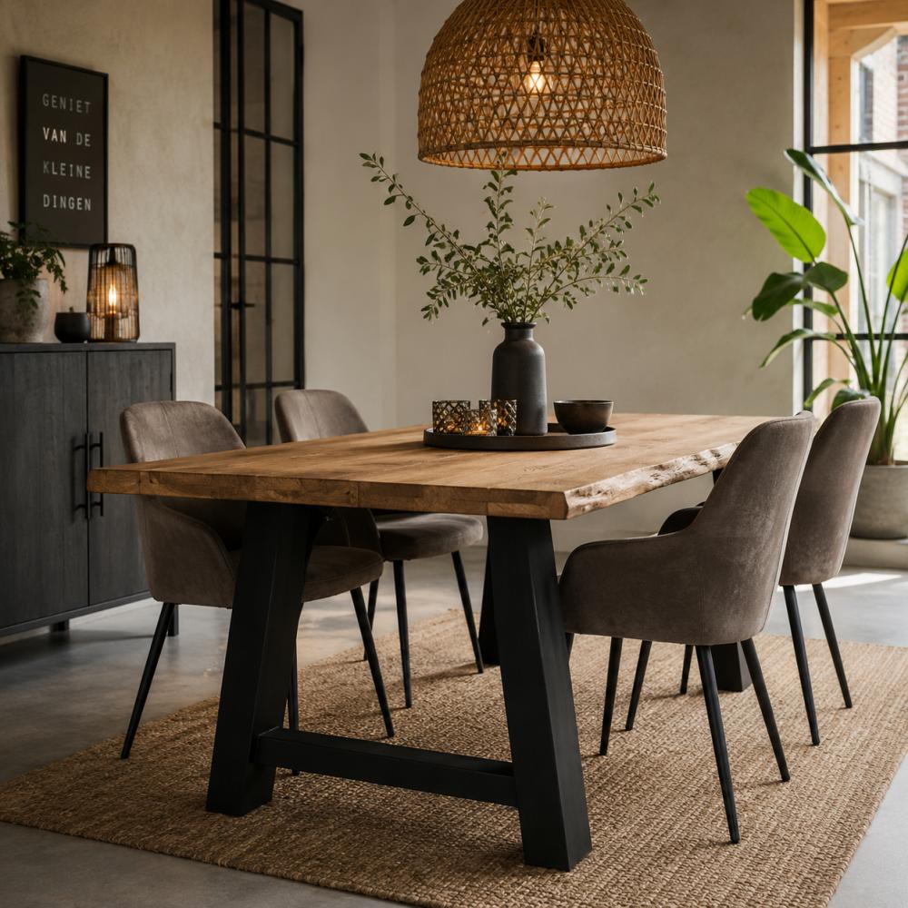 Stalen A tafelpoot 75 bij 8 cm en hoogte 72 cm zwart (8 x 8 cm) (set van 2 stuks)