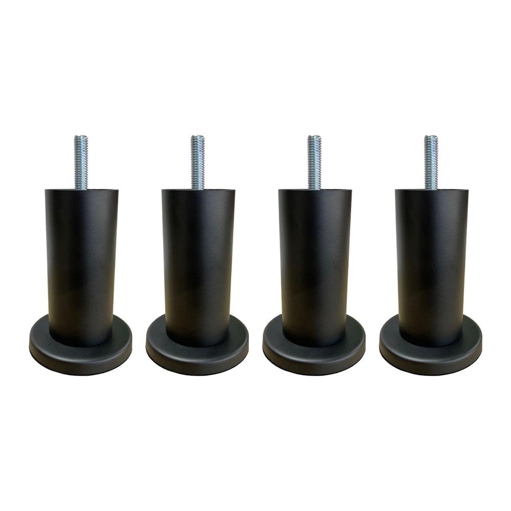 Stalen meubelpoot mat zwart rond ø 4,2 cm en hoogte 10 cm  (M8) - Set van 4 stuks