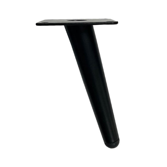 Stalen schuine meubelpoot zwart conisch ø 3,5 cm / 2 cm en hoogte 15 cm  (set van 4 stuks)