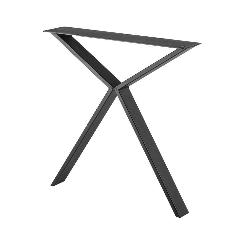Stalen smalle X tafelpoot 70 bij 2 cm en hoogte 73 cm zwart (2 x 8 cm) (set van 2 stuks)