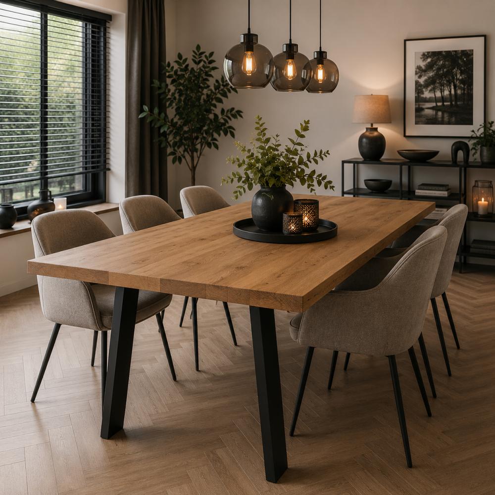 Stalen tafelpoot zwart trapezium 80 bij 10 cm en hoogte 72 cm (4 x 10 cm) (set van 2 stuks)