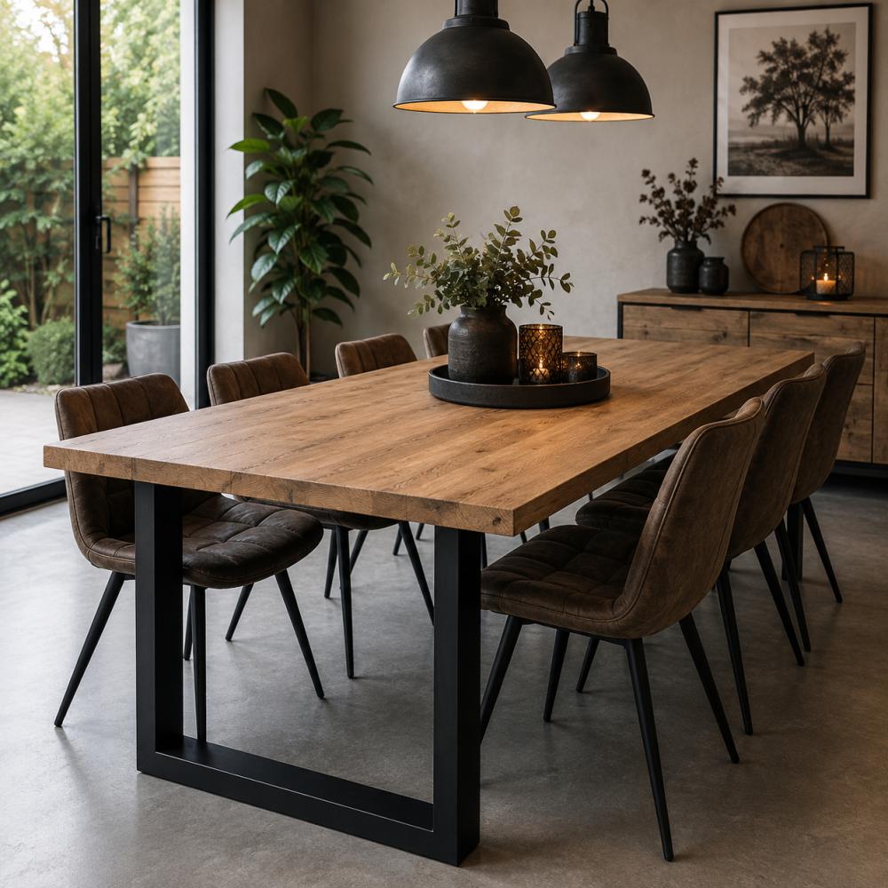 Stalen U tafelpoot 76 bij 10 cm en hoogte 72 cm zwart (4 x 10 cm) (set van 2 stuks)