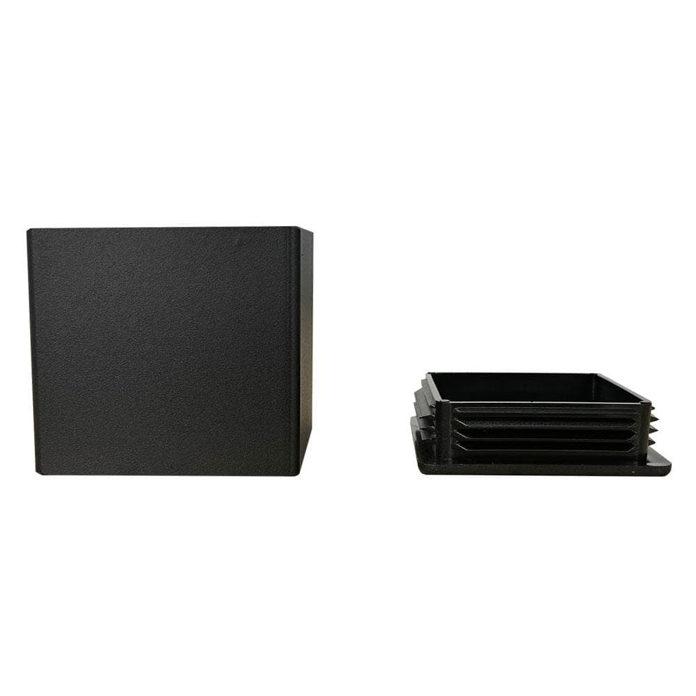 Stalen meubelpoot zwart vierkant 10 bij 10 cm en hoogte 10 cm  (set van 4 stuks)