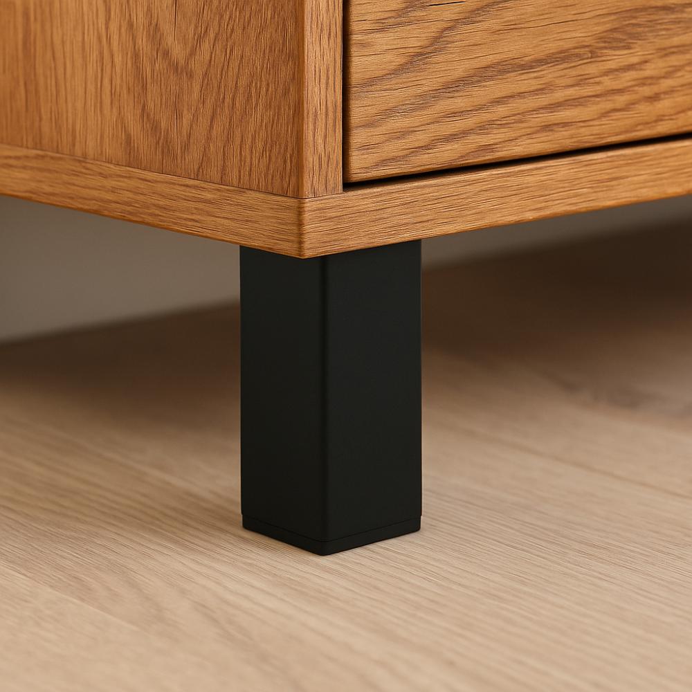 Stalen meubelpoot zwart vierkant 5 bij 5 cm en hoogte 10 cm (5 x 5 cm) (set van 4 stuks)
