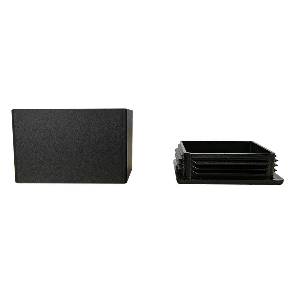 Stalen meubelpoot zwart vierkant 10 bij 10 cm en hoogte 5 cm (set van 4 stuks)