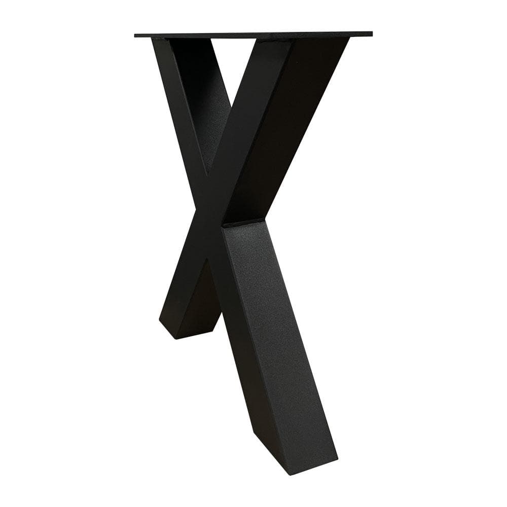 Stalen X bankpoten 38 bij 6 cm en hoogte 43 cm zwart (6 x 6 cm) - 2 stuks