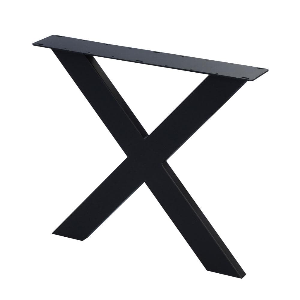 Stalen X tafelpoot 75 bij 4 cm en hoogte 72 cm zwart (4 x 10 cm) (set van 2 stuks)