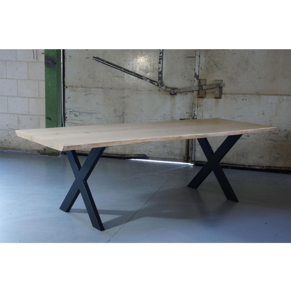 Stalen X tafelpoot 75 bij 4 cm en hoogte 72 cm zwart (4 x 10 cm) (set van 2 stuks)