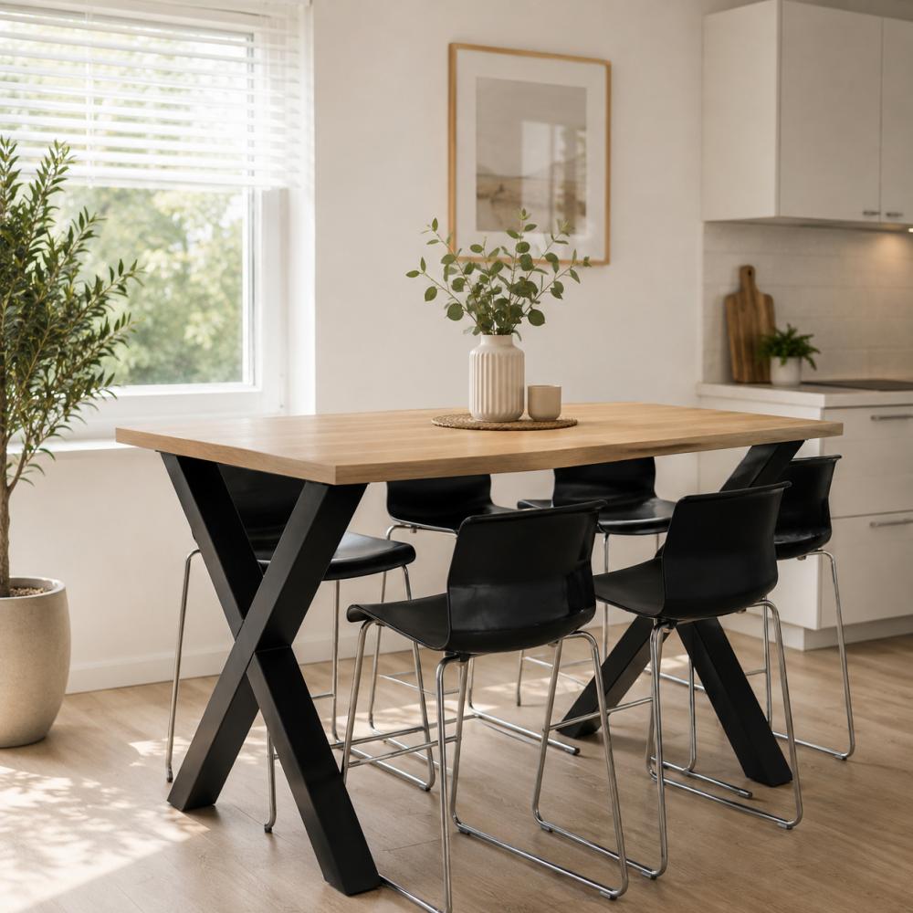Stalen X tafelpoot zwart 66 bij 10 cm en hoogte 105 cm (10 x 10 cm) (set van 2 stuks)