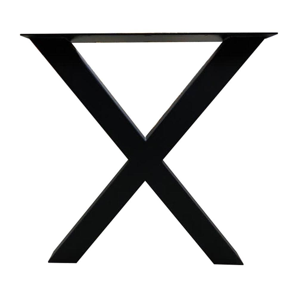 Smalle stalen X tafelpoot 70 bij 8 cm en hoogte 72 cm zwart (8 x 8 cm) (set van 2 stuks)