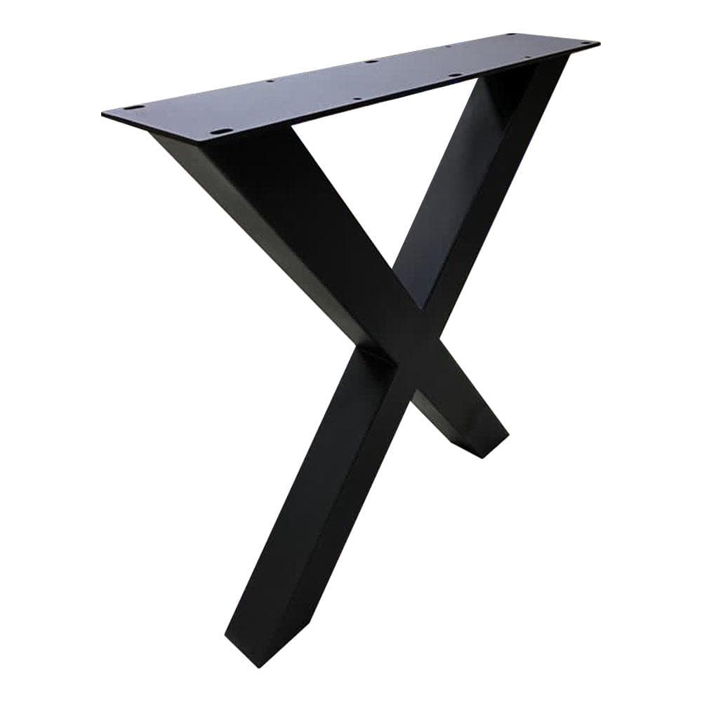 Smalle stalen X tafelpoot 70 bij 8 cm en hoogte 72 cm zwart (8 x 8 cm) (set van 2 stuks)