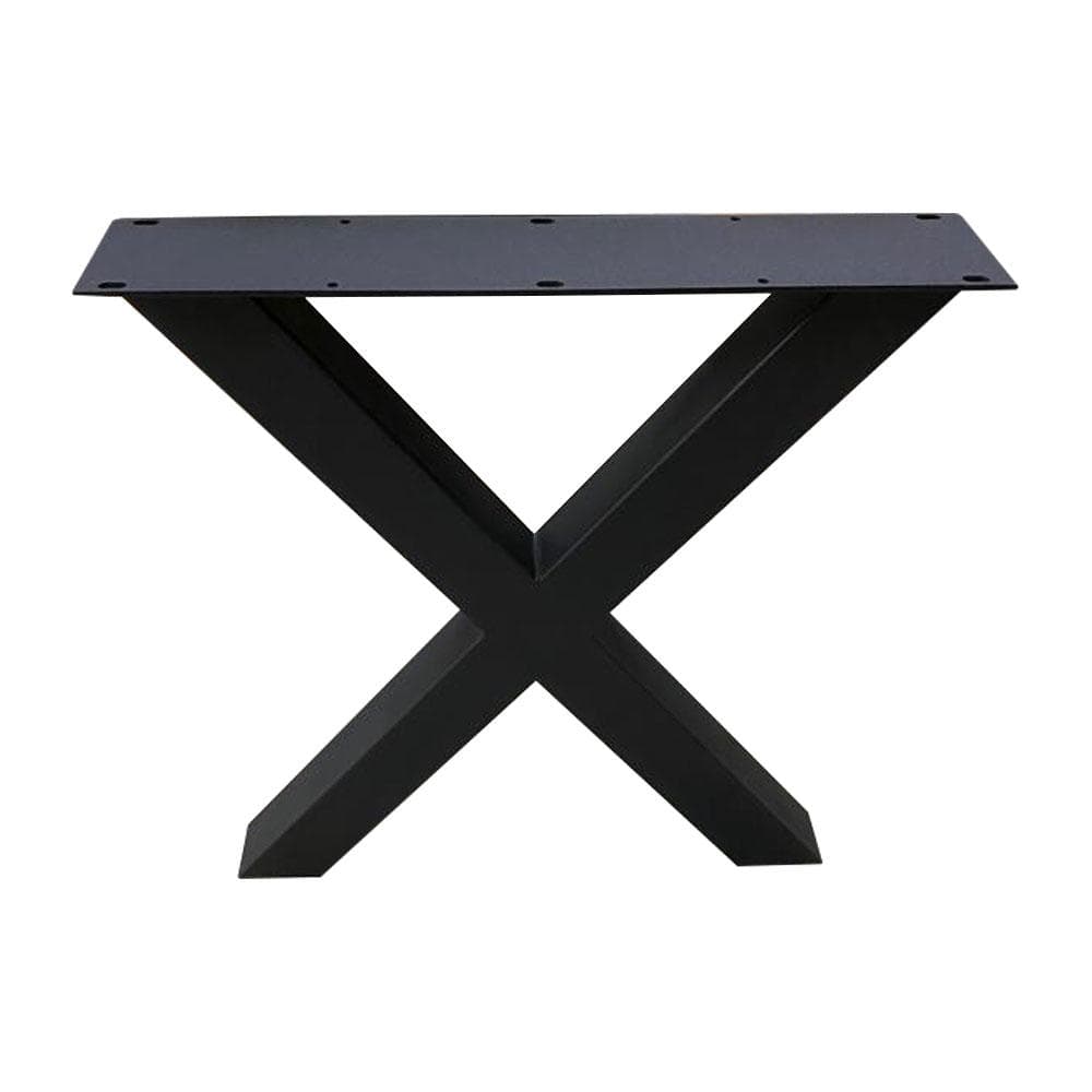 Smalle stalen X tafelpoot 70 bij 8 cm en hoogte 72 cm zwart (8 x 8 cm) (set van 2 stuks)