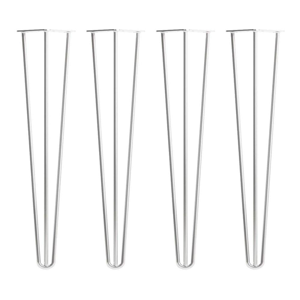 Chromen massieve 3-punt hairpin tafelpoot 75 cm (set van 4 stuks)