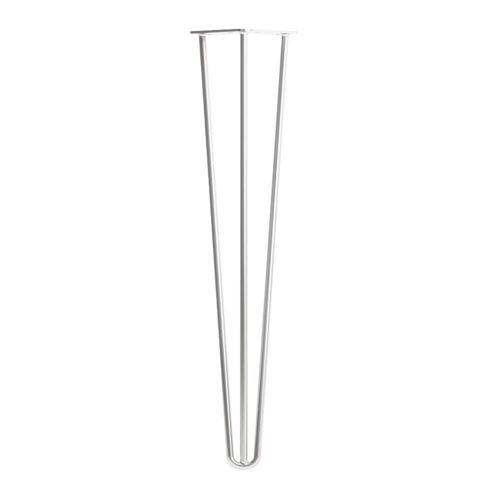 Chromen massieve 3-punt hairpin tafelpoot 75 cm (set van 4 stuks)