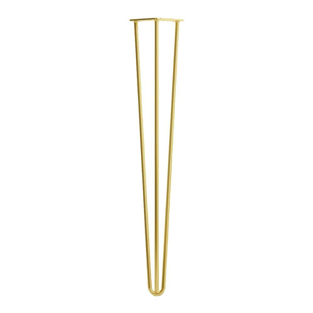 Goudkleurige stalen massieve 3-punt hairpin tafelpoot 71 cm (set van 4 stuks)