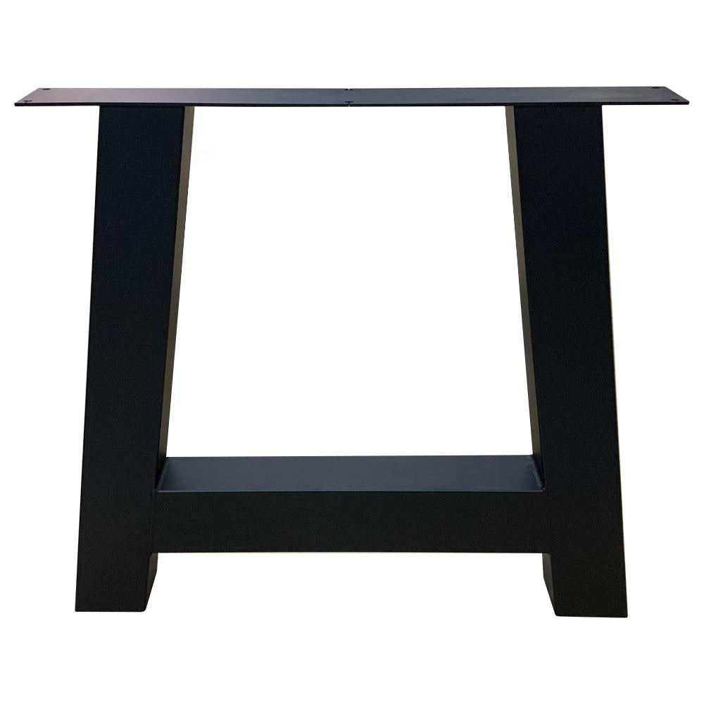 Zwarte stalen A tafelpoot 72 cm met stelvoeten (koker 10 x 10 cm) (set van 2 stuks)