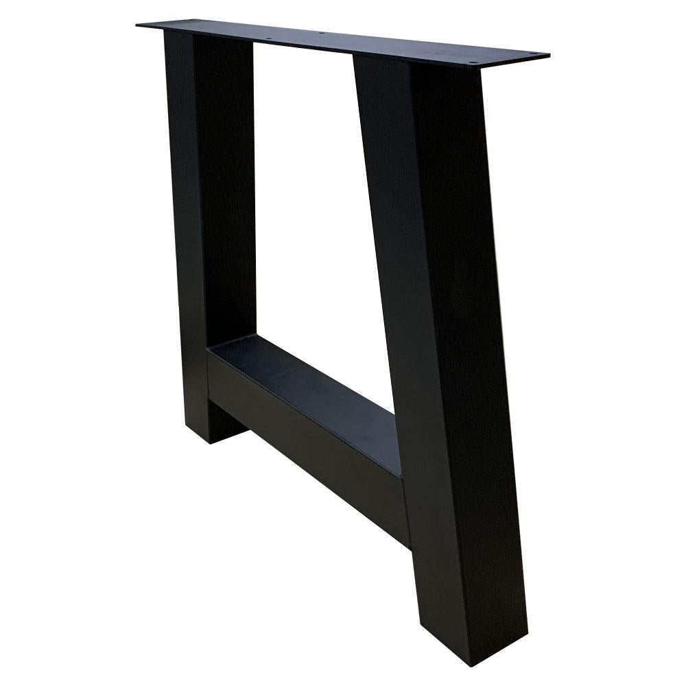 Zwarte stalen A tafelpoot 72 cm met stelvoeten (koker 10 x 10 cm) (set van 2 stuks)
