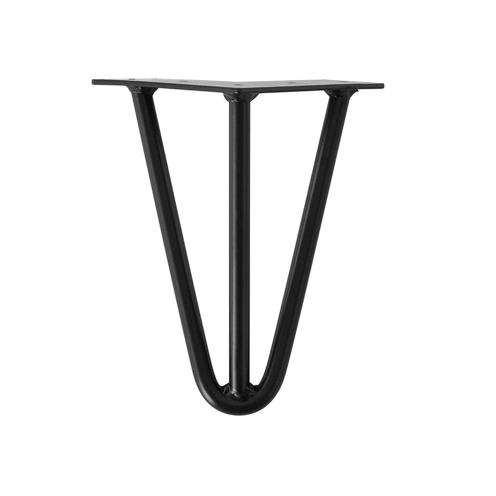 Zwarte massieve 3-punt hairpin tafelpoot 20 cm (set van 4 stuks)