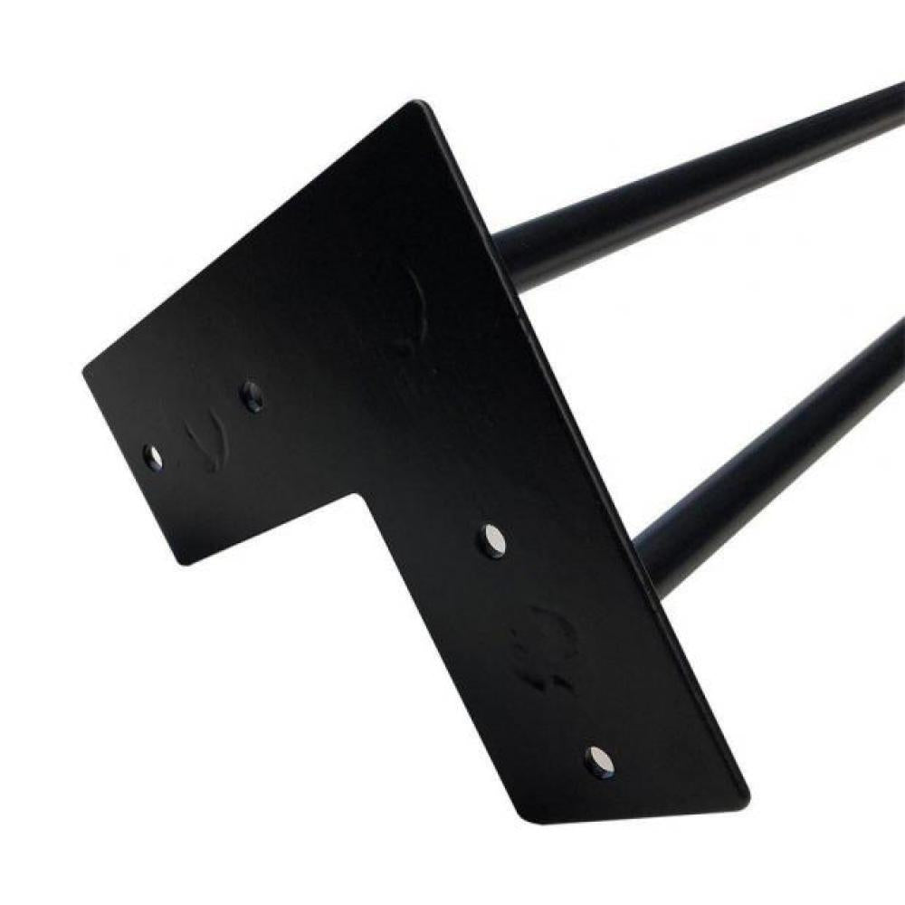 Zwarte massieve 3-punt hairpin tafelpoot 20 cm (set van 4 stuks)