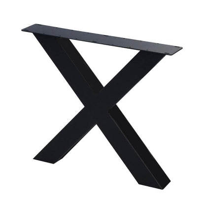Stalen buiten X tafelpoot  75 bij 10 cm en hoogte 72 cm zwart (10 x 10 cm) (set van 2 stuks)