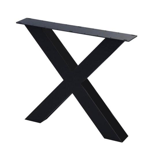 Stalen buiten X tafelpoot  75 bij 10 cm en hoogte 72 cm zwart (10 x 10 cm) (set van 2 stuks)