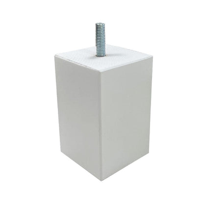 Meubelpoot wit vierkant 6 bij 6 cm en hoogte 10 cm  van massief hout (M8)  (set van 4 stuks)