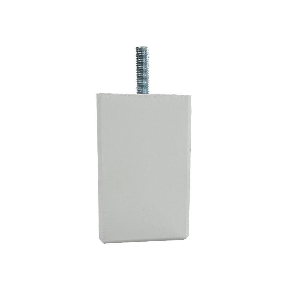 Meubelpoot wit vierkant 5 bij 5 cm en hoogte 8 cm  van massief hout (M8)  (set van 4 stuks)