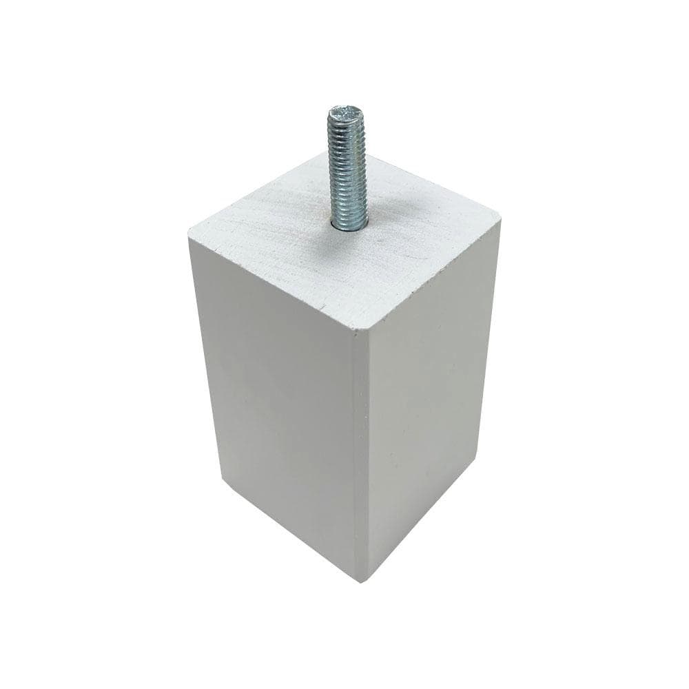 Meubelpoot wit vierkant 5 bij 5 cm en hoogte 8 cm  van massief hout (M8)  (set van 4 stuks)