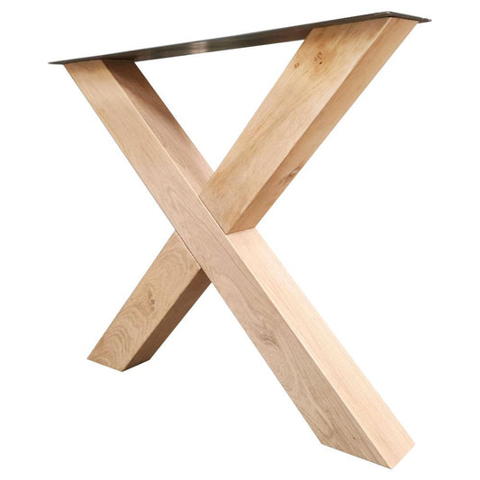 X-poot massief eikenhout 82 bij 10 cm en hoogte 73 cm (10 x 10 cm) (set van 2 stuks)