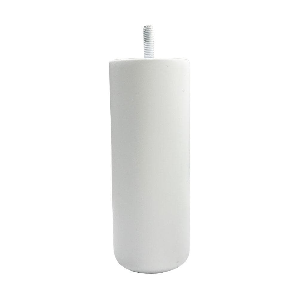 Meubelpoot wit rond Ø 5,7 cm en hoogte 15 cm  van massief hout (M8)  (set van 4 stuks)