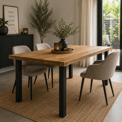 Set stalen rechte tafelpoten zwart vierkant 8 bij 8 cm en hoogte 72 cm  (8 x 8 cm) - 4 stuks