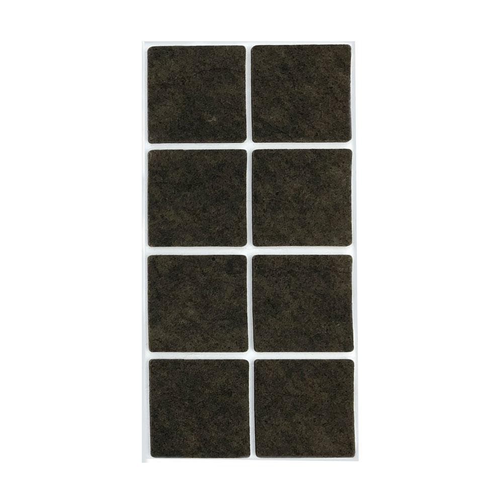 Plakvilt bruin vierkant 5 bij 5 cm en hoogte 0,35 cm  van vilt - 8 stuks