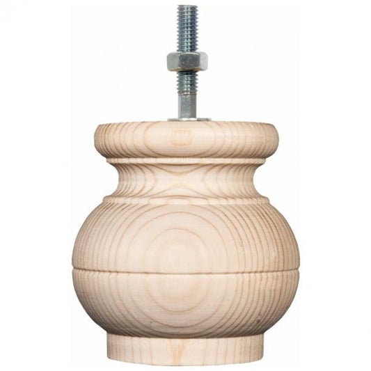 Meubelpoot  rond Ø 9 cm en hoogte 9 cm  van massief hout (M8)  (set van 4 stuks)