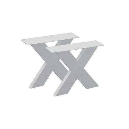 Stalen X bankpoten 36 bij 4 cm en hoogte 40 cm wit (4 x 10 cm) - 2 stuks