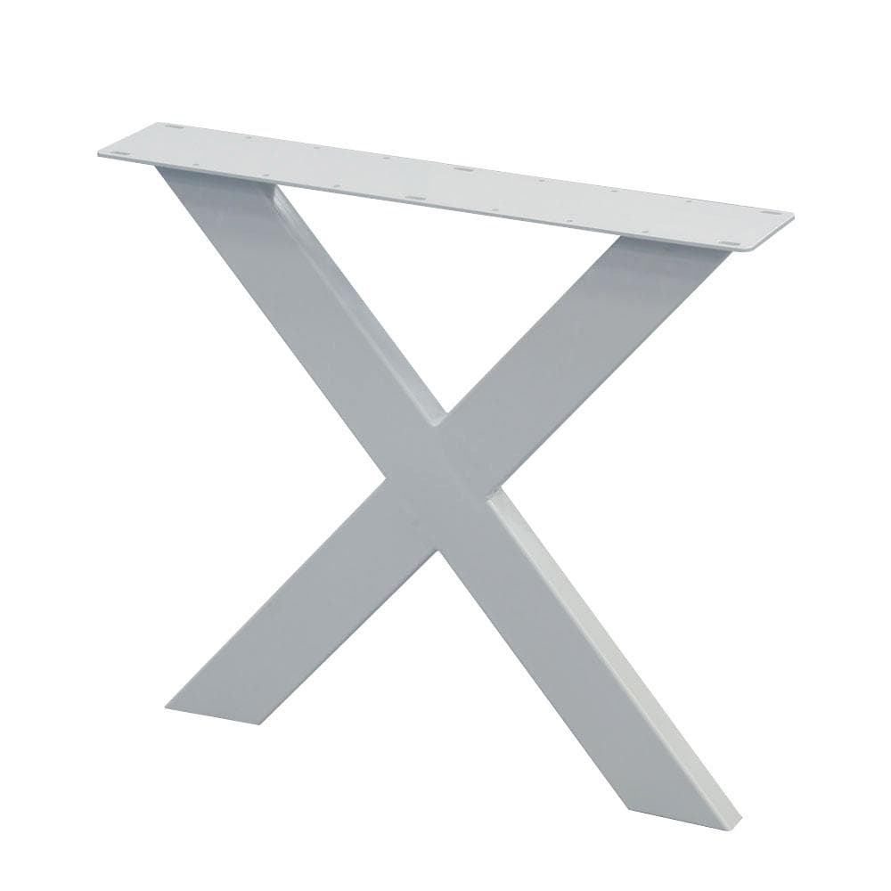 Stalen X tafelpoot 75 bij 4 cm en hoogte 72 cm wit (4 x 10 cm) (set van 2 stuks)