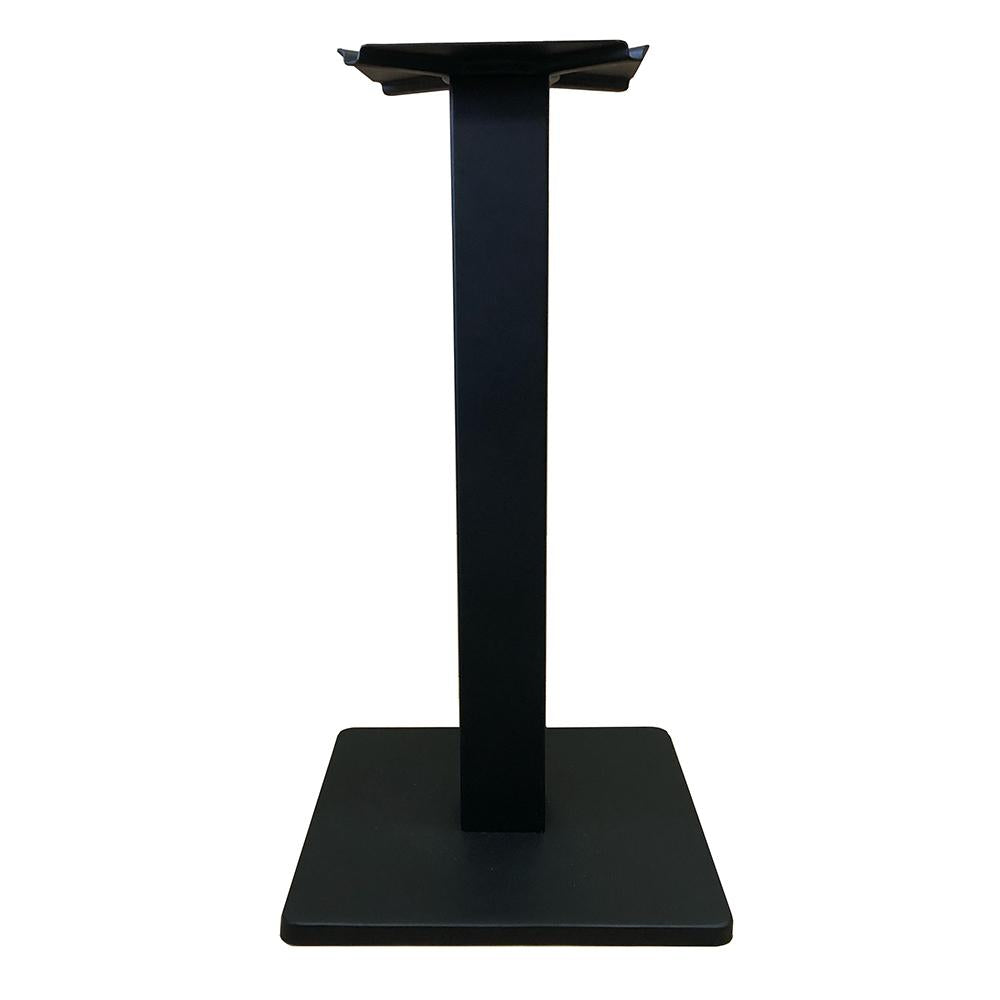 Stalen bistro horeca tafelpoot met massieve plaat zwart vierkant koker 8 bij 8 cm en hoogte 71 cm