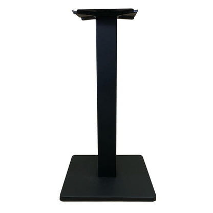 Stalen bistro horeca tafelpoot met massieve plaat zwart vierkant koker 8 bij 8 cm en hoogte 71 cm